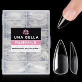 UNA GELLA puntas estileto gel transparentes para acabado claro y adherencia firme.