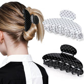 Pinzas Unbednigt para pelo mediano con diseño de lunares negro y blanco, agarre firme para peinados.
