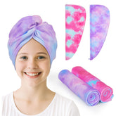 Unicorn Castle toalla microfibra para pelo de niñas, pack de 2, secado rápido