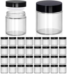UPBUD frasco de vidrio claro 4 oz con tapa negra, sellado seguro para cosméticos