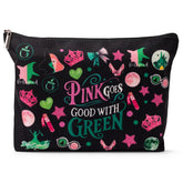 UpfurMach bolse cosmético con diseño brujita rosa y verde, ideal para uso diario