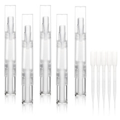 UPZIGS pack 5 plumas twist transparentes para aceites de cutícula, portable y fácil de rellenar