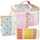 URSKYTOUS bolsa de maquillaje grande algodón floral, ideal para viajar y ordenar.