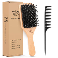 URTHEONE cepillo jabali con cerdas y mango de madera; distribuye aceites en pelo grueso