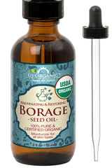 US Organic Aceite de Borago, botella ámbar con gotero para aplicación suave