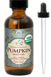 US Organic Aceite de Semilla de Calabaza en frasco ámbar, aroma suave y nutritivo para la piel