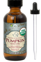 US Organic Aceite de Semilla de Calabaza en frasco ámbar, aroma suave y nutritivo para la piel