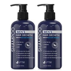 Champú Uttse Biotín en botella para fortificar folículos y cabello resistente.