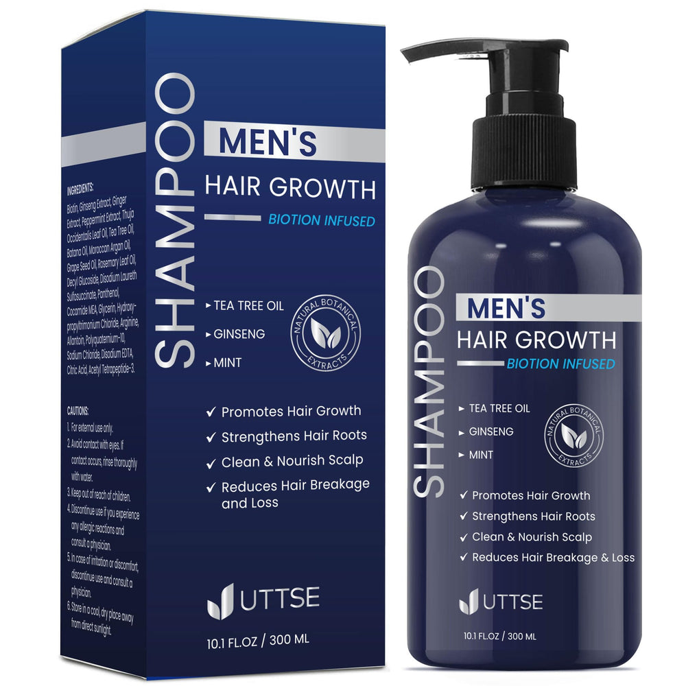 Uttse Biotion Shampoo frente del frasco, cuidado diario y densidad.