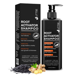 Champú Uttse Activador para hombres, botella mostrando el producto para un cabello más saludable.