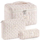 uu yuuy bolso de maquillaje floral rosa principal, ideal para viaje y organización diaria.