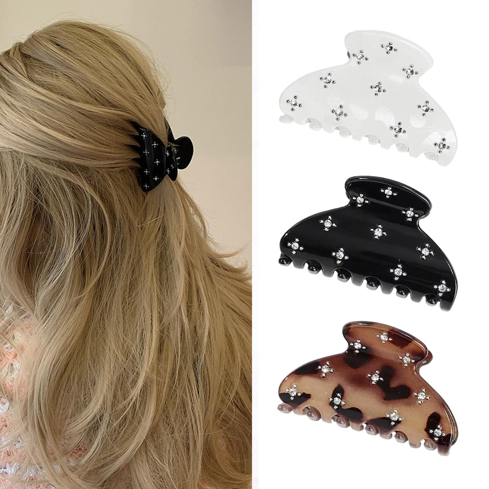 UVANKAUP pinza pelo garra mediana con cristales negro para un look diario elegante y seguro