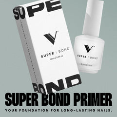 V Beauty Pure Super Bond Primer mostrado para aplicación con pincel en uñas.