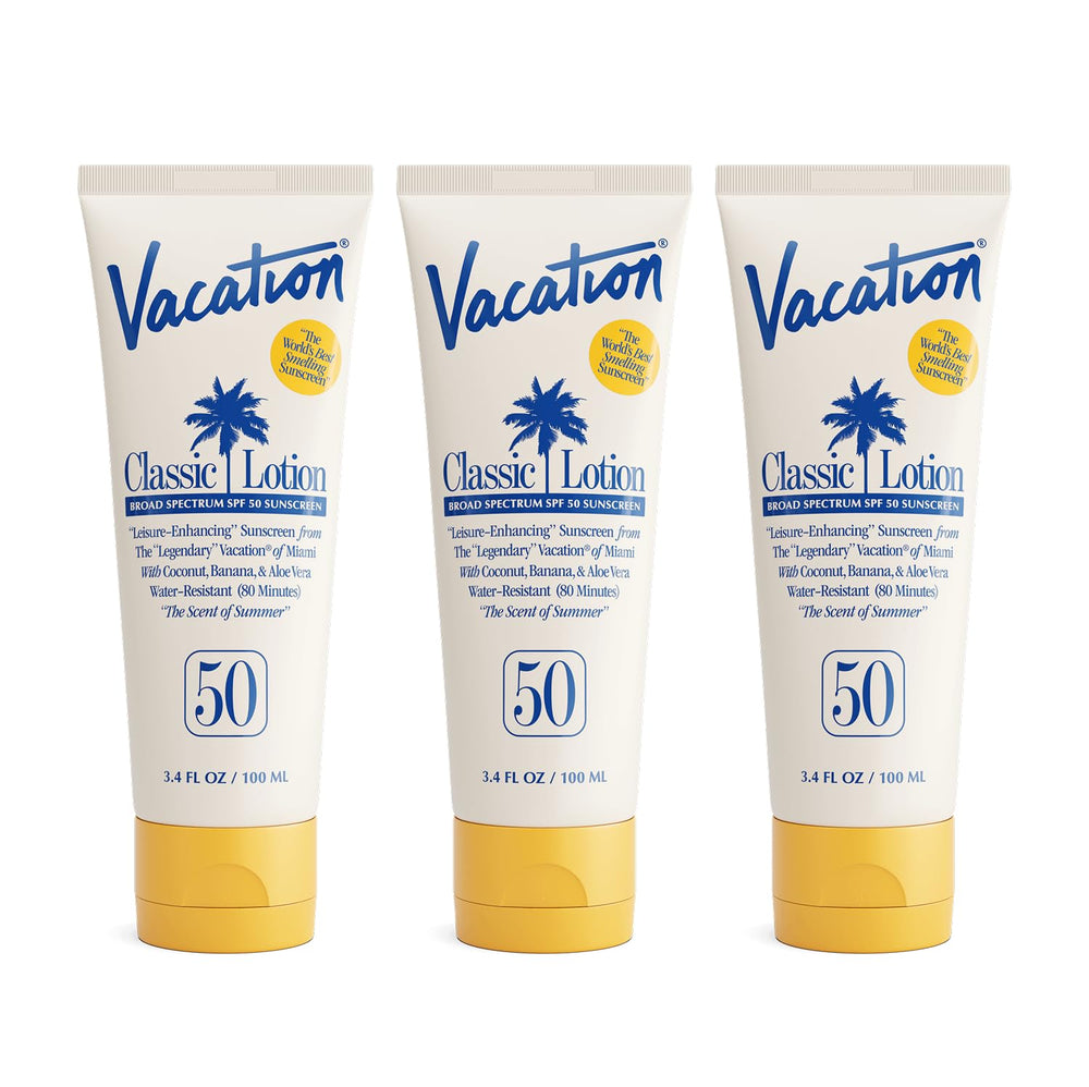 Vacation Classic: protector solar en botella vertida, sensación suave y sin marcas blancas para uso diario.