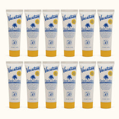 VACATION Mini Locion Clasica SPF50 en envase de 1 onza, ideal para viajes y playa.