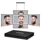 Miroir Vanexiss tri-pliant avec lumière LED pour une coupe précise.
