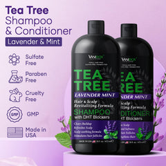 Après-shampoing Vanidox arbre à thé, flacon lavande et menthe démêle et nourrit