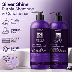 VanidoX purple shampoo bottle pour ready-to-apply moment for brass neutralization