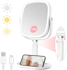 Vanmirr miroir maquillage lumineux 1x et 10x pour détails précis