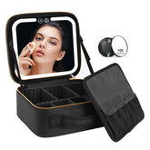 VANMRIOR neceser de maquillaje de viaje con espejo iluminado para retoques rápidos.