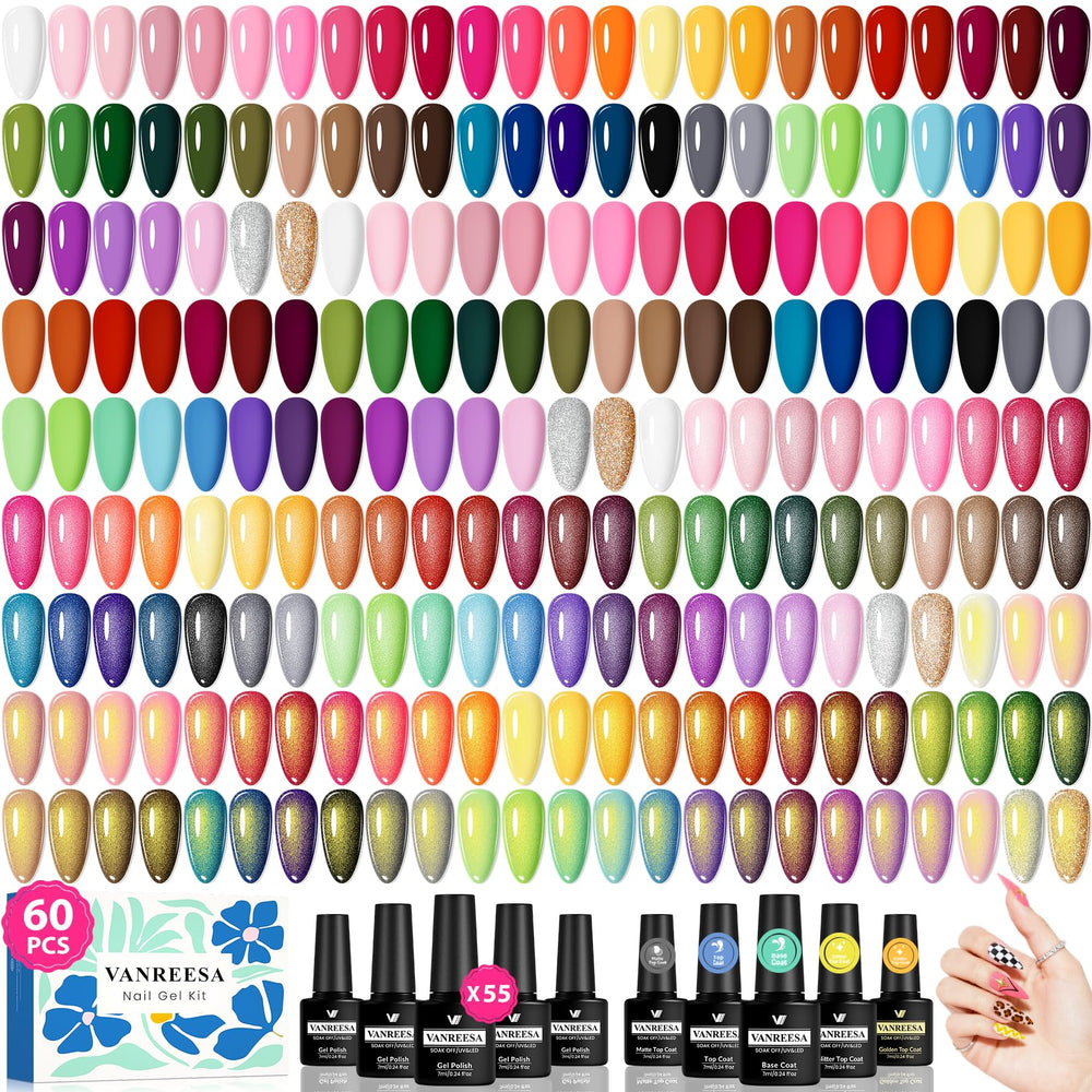 Esmaltes gel VANREESA: paleta de 55 colores para uñas vibrantes