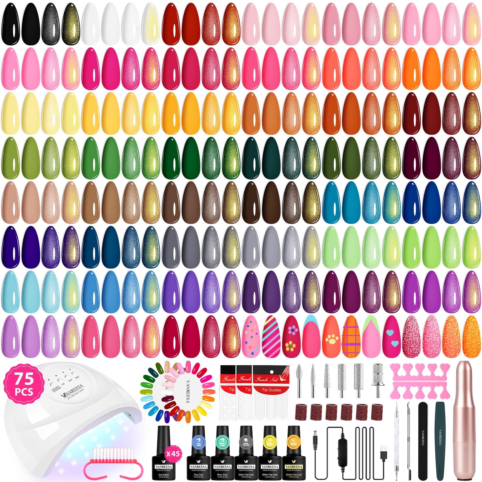 VANREESA gel nail kit with 75pcs setup for salon-like at-home manicures