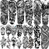 Tatuaje temporal VANTATY de tigre para brazo completo, ideal para disfraces y sesiones fotográficas.