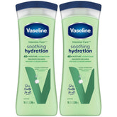 Vaseline Aloe Soothe, frente del envase, hidratación suave para la piel.