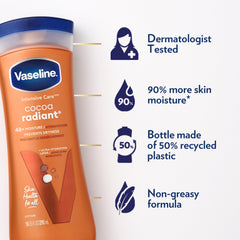 Vaseline Cocoa Radiant crema cuerpo, hidratación rápida sin grasa