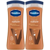 Vaseline Cocoa Radiant dos-pack botellas, cuidado intensivo para piel suave y duradera