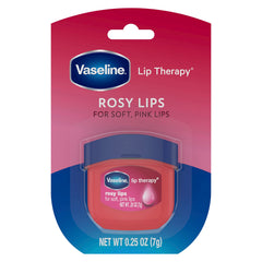 Vaseline Rosy Lips, fragancia suave de rosa y tinte rosado natural.