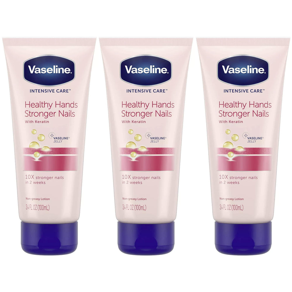 Loción Vaseline para manos con keratina hidrata y cuida las uñas con uso diario.