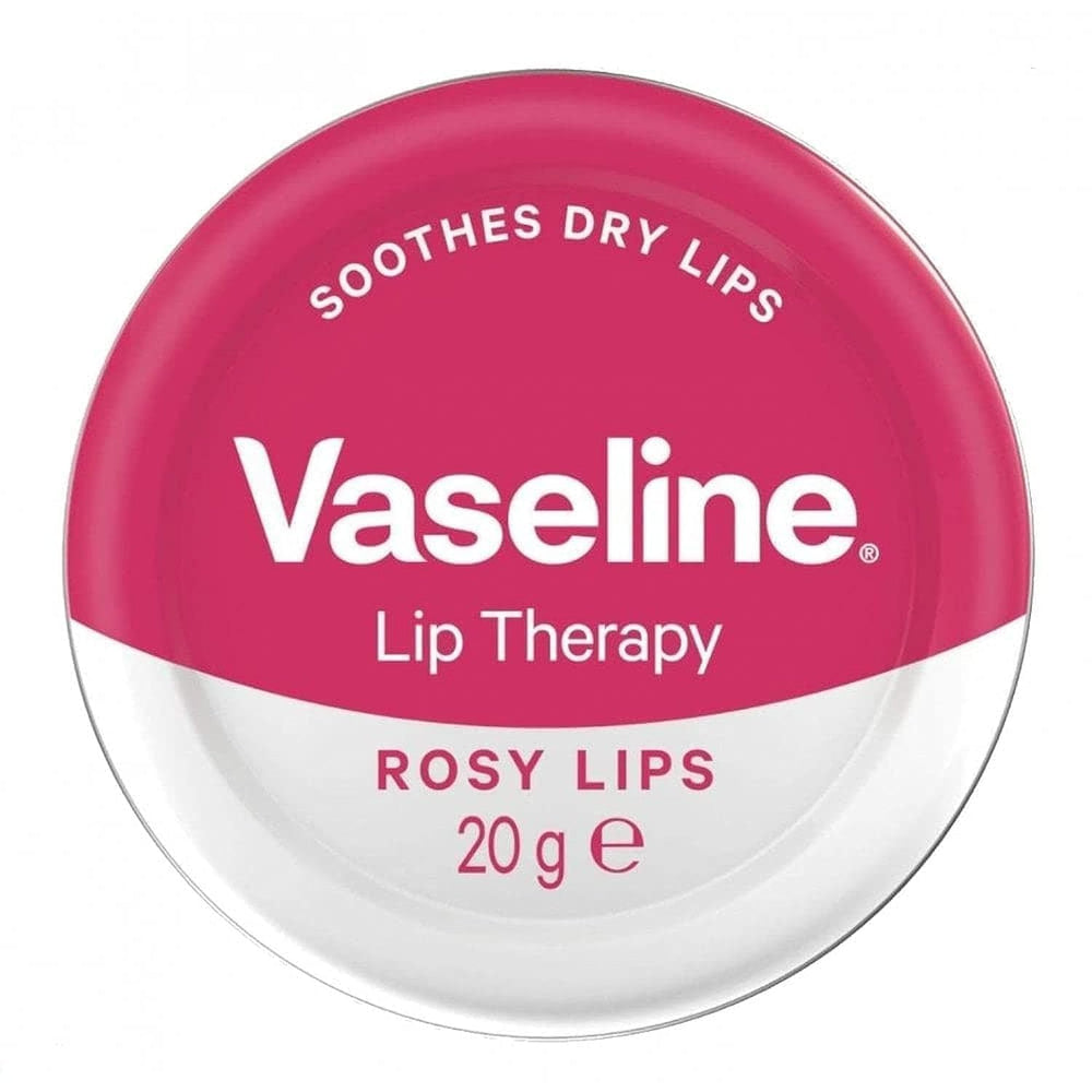 Vaseline Terapia Labial, lata retro, cuida labios y aporta hidratación suave.