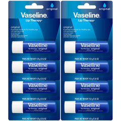 Vaseline Terapia Labial Original, paquete de 8, humecta labios secos en cualquier lugar