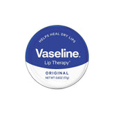 Vaseline Therapy Lip Balm Tin original pack front, three tins for lasting lip moisture