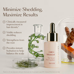 GRO+ Serum en VEGAMOUR favorece cuero cabelludo saludable y cabello más lleno.