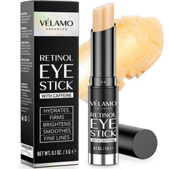 VELAMO ADVANCED Retinol Eye Stick en empaque, aplicación suave para reducir ojeras.