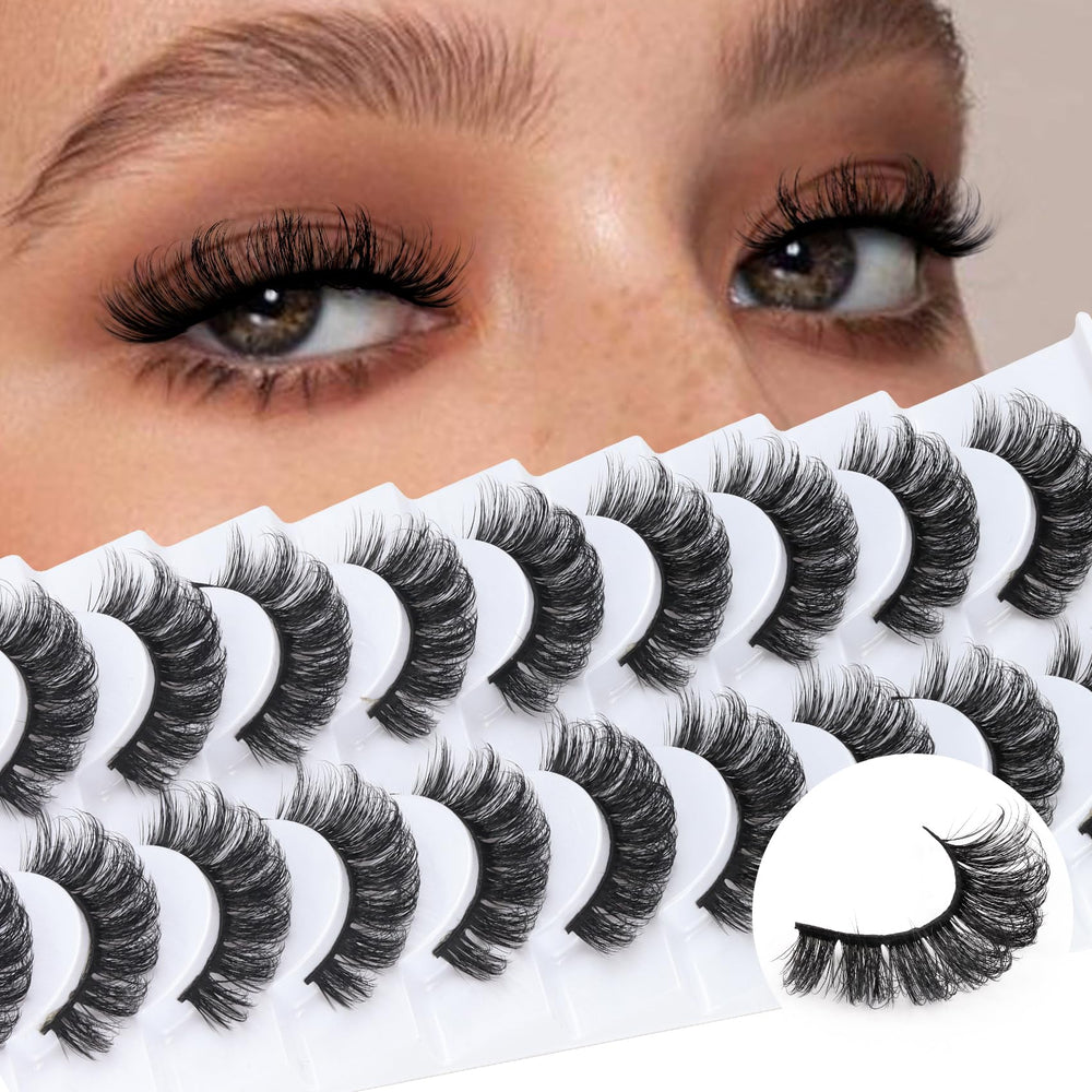 Pestañas rusas D Curl de Veleasha, conjunto de 10 pares para volumen suave.