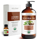 Velona aceite de jojoba orgánico en botella de cristal para cuidado facial