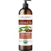 Velona aceite de jojoba orgánico prensado en frío con bomba para hidratación diaria de la piel
