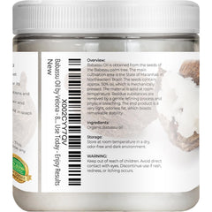 Velona Babassu Oil label detail confirms USDA Organic and cold-pressed quality