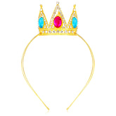 VELSCRUN corona princesa rojo-azul con piedras brillantes para fiestas