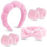 VELSCRUN diadema spa rosa con lazo para lavado de rostro