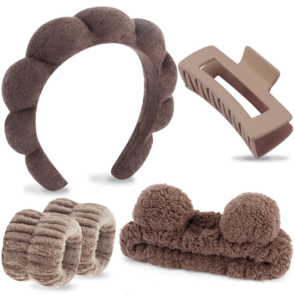 VELSCRUN spa headband con orejas oso para lavado facial cómodo
