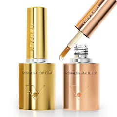 Venalisa capa superior mate, acabado suave y duradero para uñas naturales.