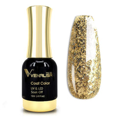 VENALISA Esmalte gel dorado brillo en botella, lujo visual