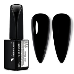 VENALISA esmalte gel negro 15ml en botella, color intenso para uñas profesionales en casa.
