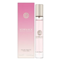 Versace Bright Crystal bottle close-up, elegant pink bottle for daily wear.