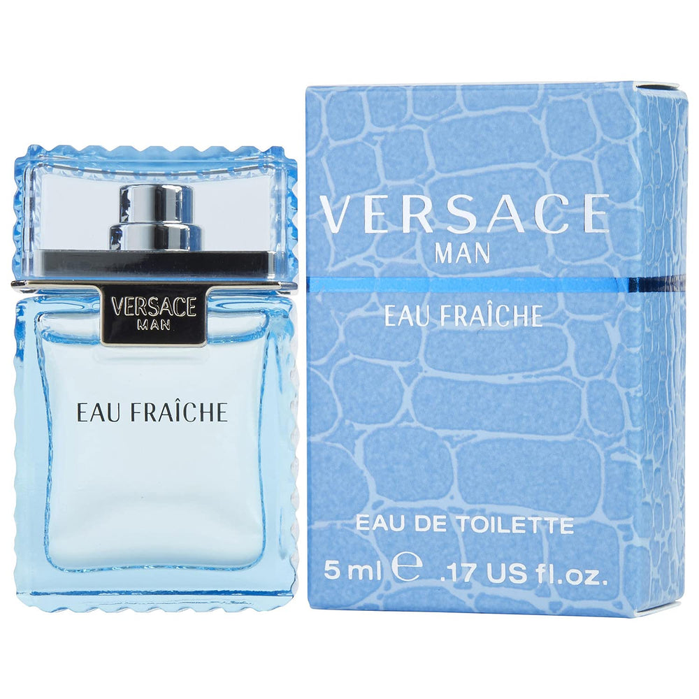 Versace Man Eau Fraiche mini frasco frente: fragancia fresca para uso diario.