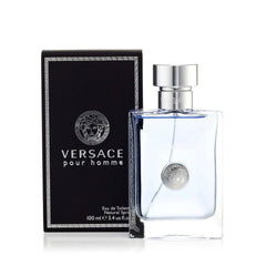 Versace Pour Homme, tapa de la botella; diseño masculino y práctico.